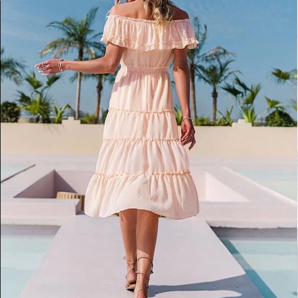 Boho off shoulder flounce hem dress - Picture 3 of 6